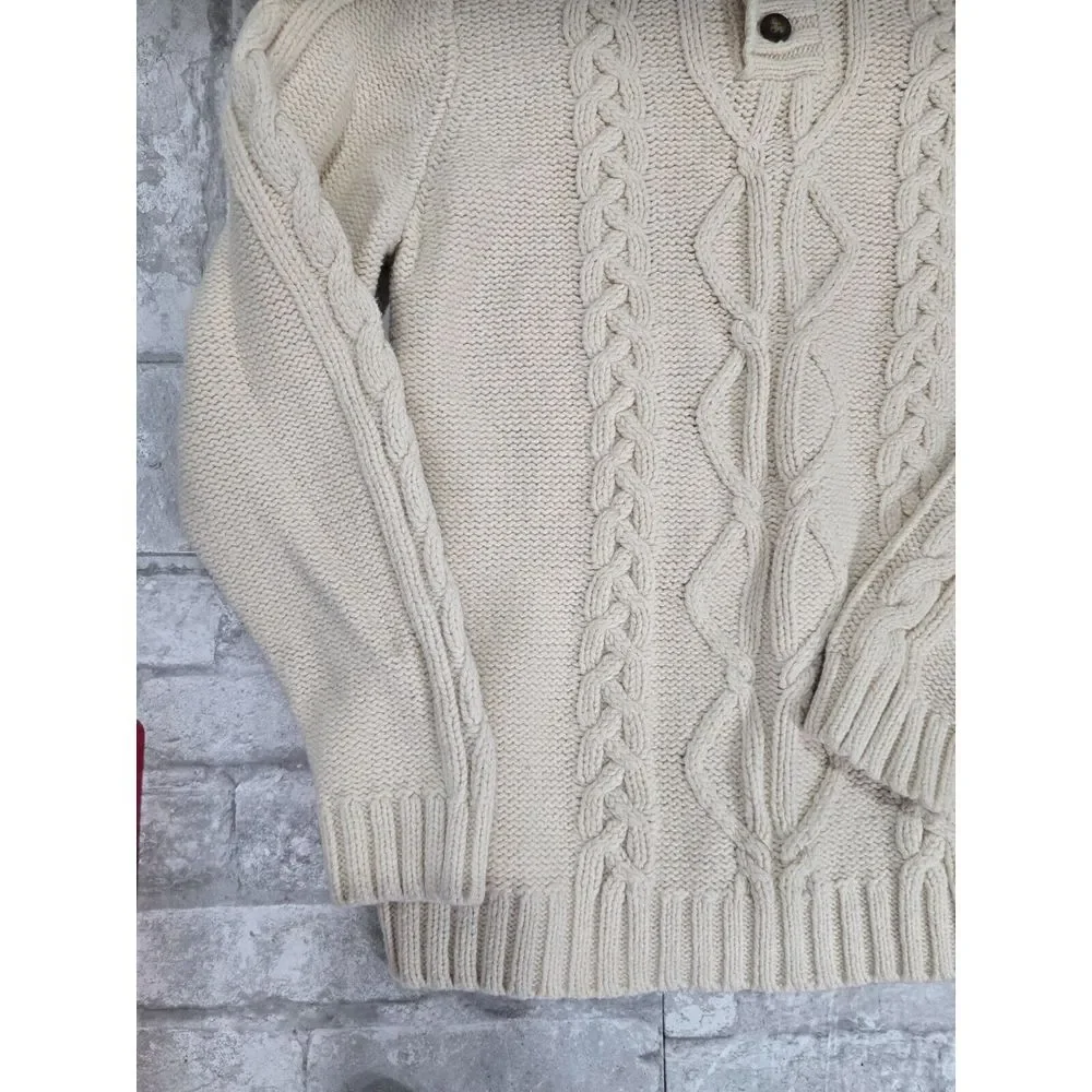 Wool Blend Cable Knit Off‎ White 14/16 Osh Kosh Knit Sweater 1/4 Button
